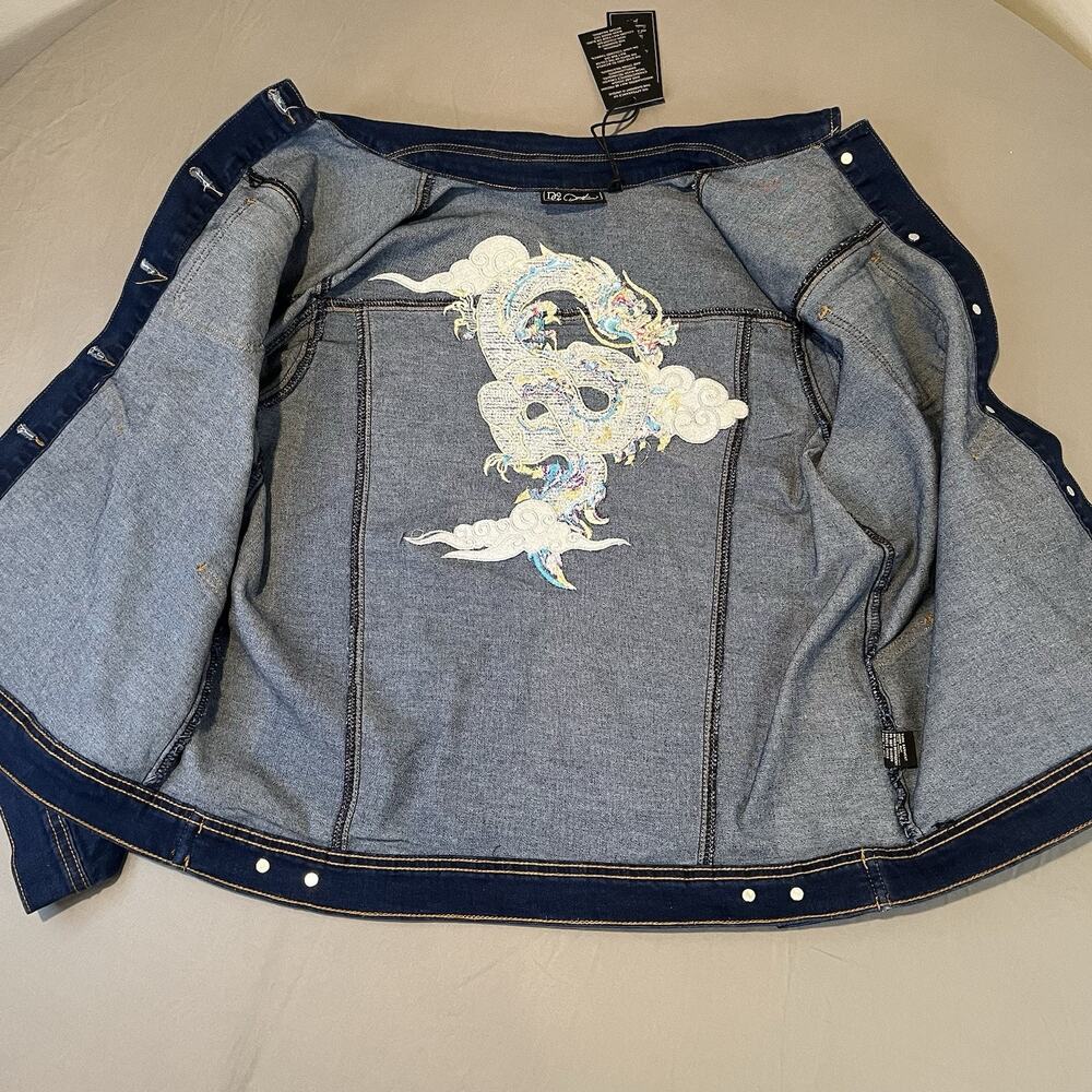 Women's DG2 Diane Gilman Denim Jacket Med Dragon Annivers Rhinestone Embroidered - Picture 7 of 9